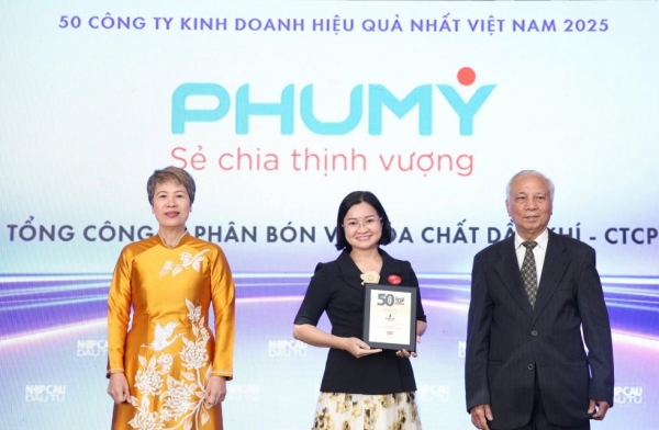 Phú Mỹ - PVFCCo xuất sắc tiếp tục đạt danh hiệu kép Top 50 Thương hiệu Mạnh và Top 50 Công ty kinh doanh hiệu quả nhất 2025