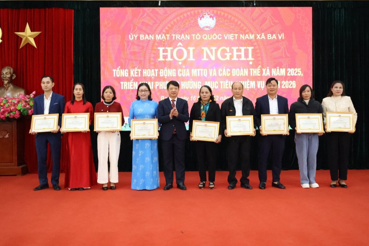 Hà Nội: MTTQ Việt Nam xã Ba Vì tổng kết công tác năm 2025, triển khai nhiệm vụ năm 2026