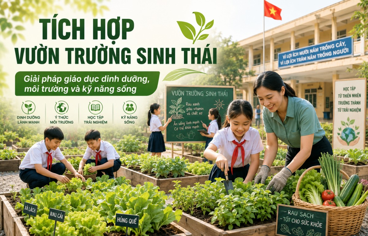 Nhân rộng vườn trường sinh thái để nâng cao dinh dưỡng học đường