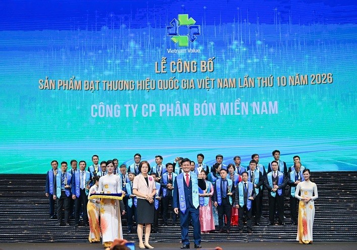 Phân bón Miền Nam được vinh danh Thương hiệu quốc gia Việt Nam 2026