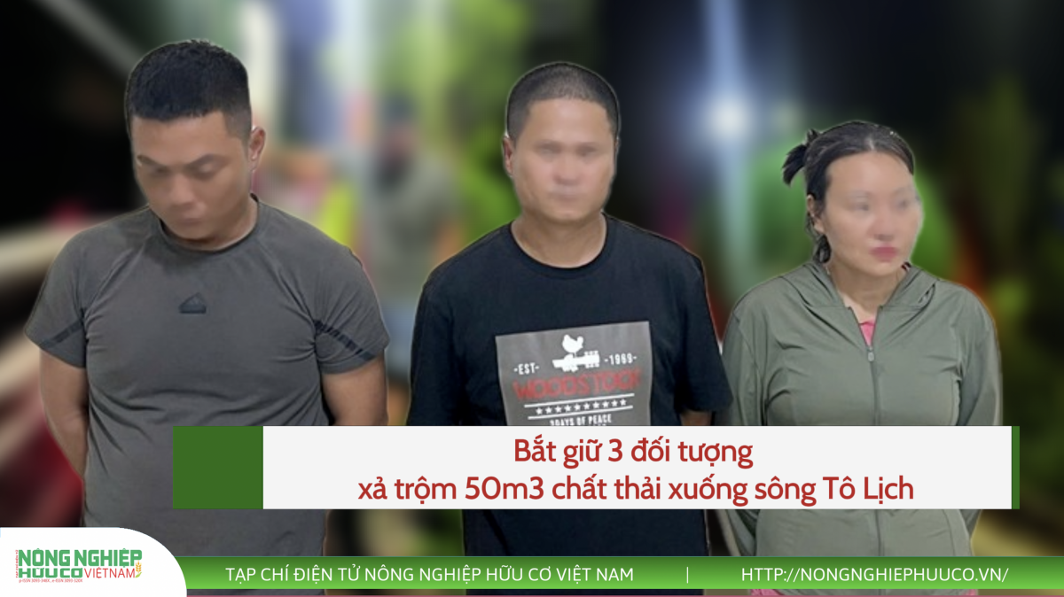 Bắt giữ 3 đối tượng xả trộm 50m3 chất thải xuống sông Tô Lịch